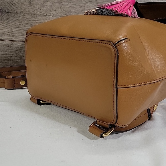 Rebecca Minkoff Tan Leather Backpack with Multicolor Tassels main image 6